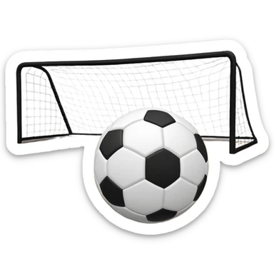 A close-up of a mini football (futsal) ball on the court, with the goals and boundary lines visible in the background. The scene captures the small-scale, fast-paced nature of futsal, emphasizing the ball's precision and the smooth playing surface. sticker