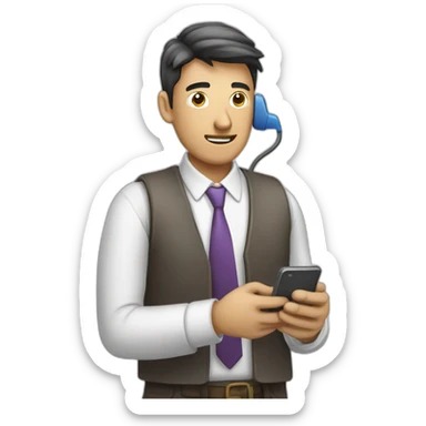 Hombre trabajando llamando por celular sticker
