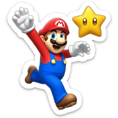 mario bross saltando por una estrella sticker