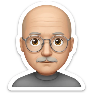 Bald man with glasses and grey chin hair sticker