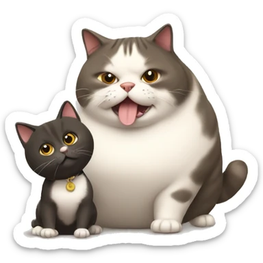 Fat cat playing with skinny dog sticker