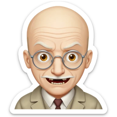  Crazy balding Snaggletoothed mad professor sticker