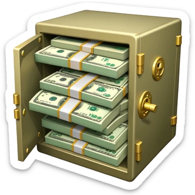 unlocked bank vault full of cash sticker
