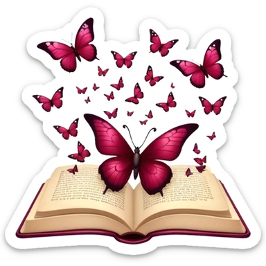 Open Spellbook Burgundy  Butterflies fly out of it sticker