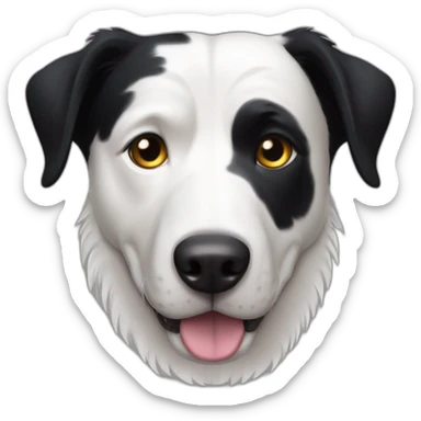 short-hair, black-and-white, border-collie-american-bulldog, white-fur-around-left-eye sticker