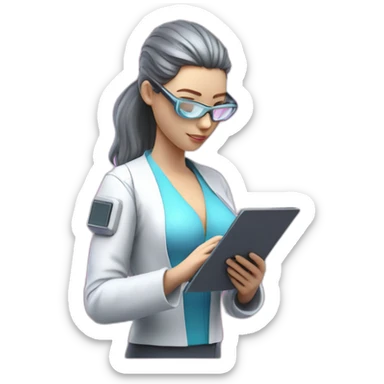 Futuristic-Biomedical-Engineer-studying-hologram-3d-model-of-breast sticker