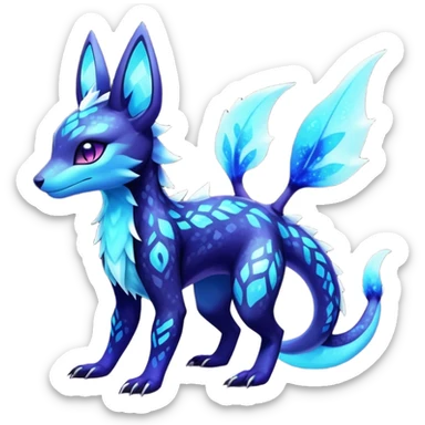 Colorful Dark Shiny Exotic Salandit-Aurorus-Glaceon-Umbreon-Fakémon-hybrid-creature (full body)  sticker
