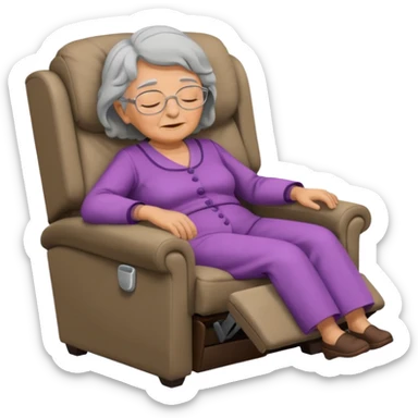 Grandma sleeping in a recliner chair sticker