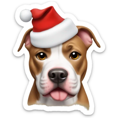 A pitbull wearing a Santa hat sticker