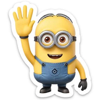 Minion character waving sticker