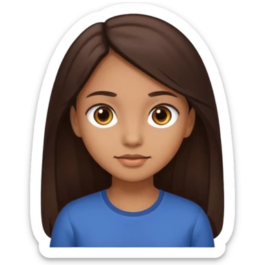 Girl with light brown skin and long dark brown hair sticker