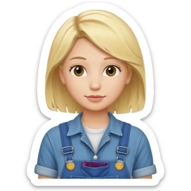 Lesbian Blonde girl with overalls sticker