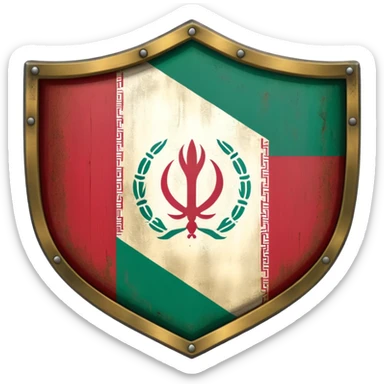 rectangular shield with old the flag of Iran sticker