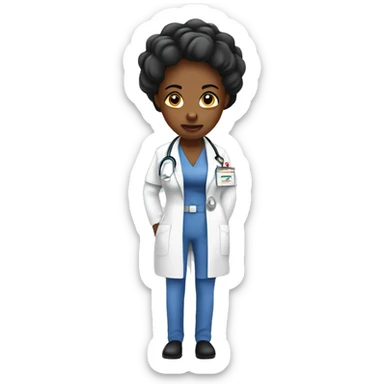 Tired desperate bored black woman nurse sticker