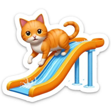 Cat going down a waterslide sticker
