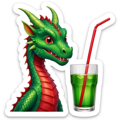 Dragon sipping with a straw from a drink sticker