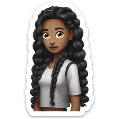 Beautiful girl, black wayv hair,  sticker