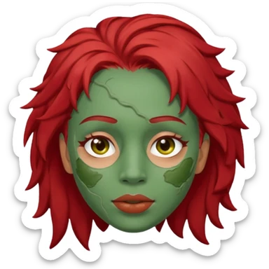 messy green full face clay mask red hair  sticker