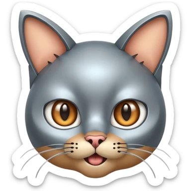 robot looking surprised with cat ears and looks funny sticker