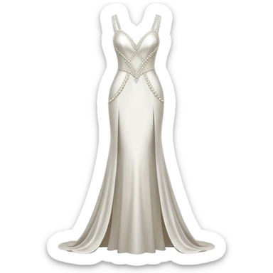 Hyper Realistic ornate 
Minimalistic diamonds and peals sheath Wedding dress displays sticker