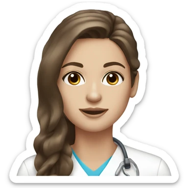 esthetician with long brown hair and blue eyes sticker