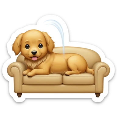 Dog peeing on couch sticker