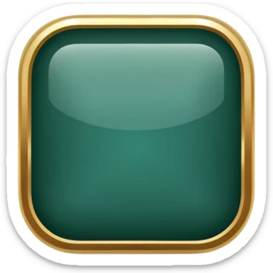 Blank dark Jade and gold edged rounded square icon button sticker
