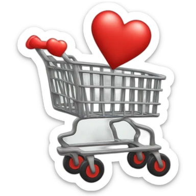 shopping cart with one red heart inside of ot sticker