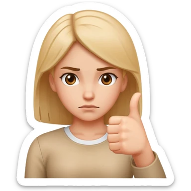 girl showing thumbs down sticker