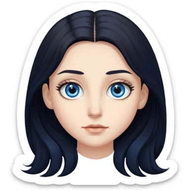 long dark hair with big blue eyes and long dark eyelashes sticker