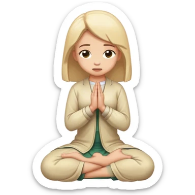 A girl prays on her knees  sticker