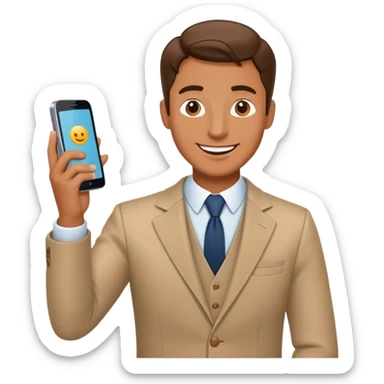 hombre bien vestido feliz teniendo una llamada con un iphone sticker