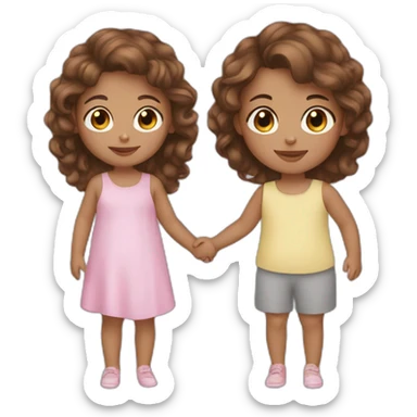 Brown hair Girl with baby girl sticker