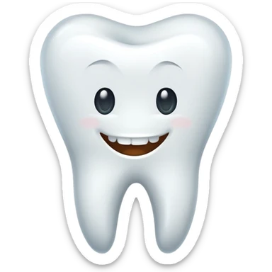 a bright white cartoon tooth sticker