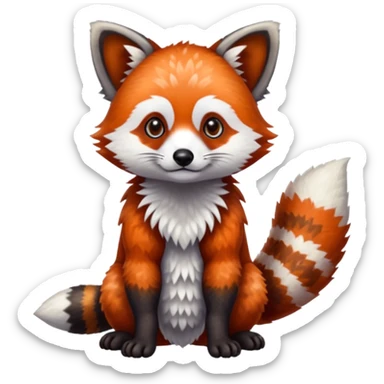 Realistic patterned speckled flurry scaly 4-legged quadrupedal Red-Panda-Munchkin-Kitten-Lemur-Raccoon-Dog-Red-Fox-animal-fusion-hybrid, Full body sticker