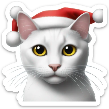 Black cat with one eye wearing Santa hat sticker