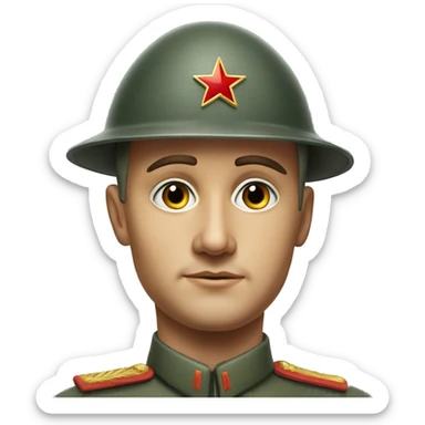 photorealistic serious soviet soldier 1960s sticker