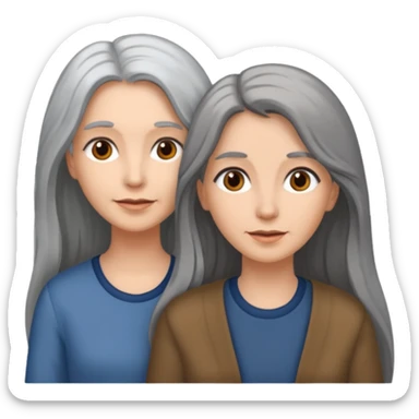 2 Frauen, die sich gerne haben, davon 1 grauhaarig, 1 braunhaarig, lange Haare sticker