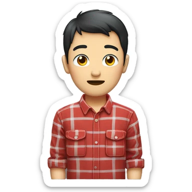 casually red plaid shirt asian bo sticker