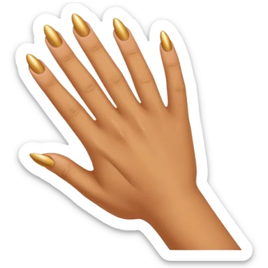 Tan skin hand with very short gold nails sticker