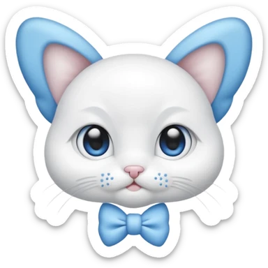 Bébé chat blanc et blanc avec noeud papillon bleu sticker