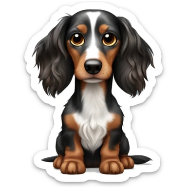 Black & brown Merle long haired Dachshund full body sticker