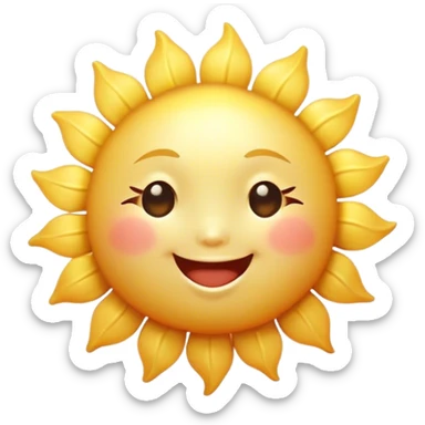 Cinematic tiny happy sun, golden and round, chubby with a warm smile, gentle rays beaming softly, radiating warmth and happiness, irresistibly cute. sticker