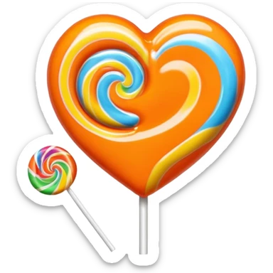 orange heart with lollipops sticker