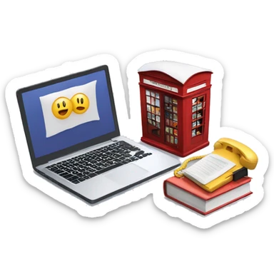 Laptop, books and small telephone box  sticker