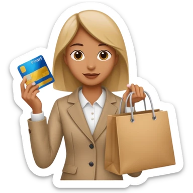 emoji of a person carrying a shopping bag and showing a credit card sticker