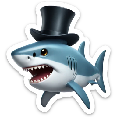 Shark with a top hat sticker