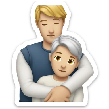 Couple cuddling(white skin man) sticker