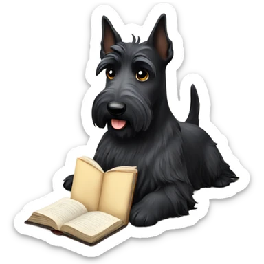 Scottish terrier reading family Bible sticker