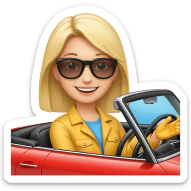 chat avec des lunettes de soleil dans une voiture décapotable sticker